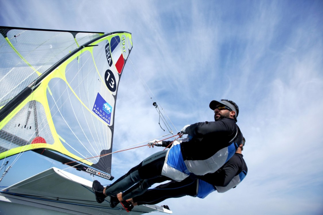 49er, Fe?de?ration Franc?aise de Voile, France, Hye?res, ISAF, ISAF Sailing World Cup, International Sailing Federation, Marc Mallaret, Mediterranean, Mediterranean Sea, Olympic, Olympic class, Olympic sailing, Provence-Alpes-Co?te d'Azur, Sailing World Cup, Var, action, adrenalin, athletic, athlets, breeze, colour, crew, design, dinghy, fiberglass, fleet, fun, horizontal, liquid, mast, ocean, one design, outdoor, performance, physical, propulsion, regatta, sail, sailing, sea, sport, sunny, tactic, team, team work, training, trapeze, trim water, water, weather, wind, yacht, yachting