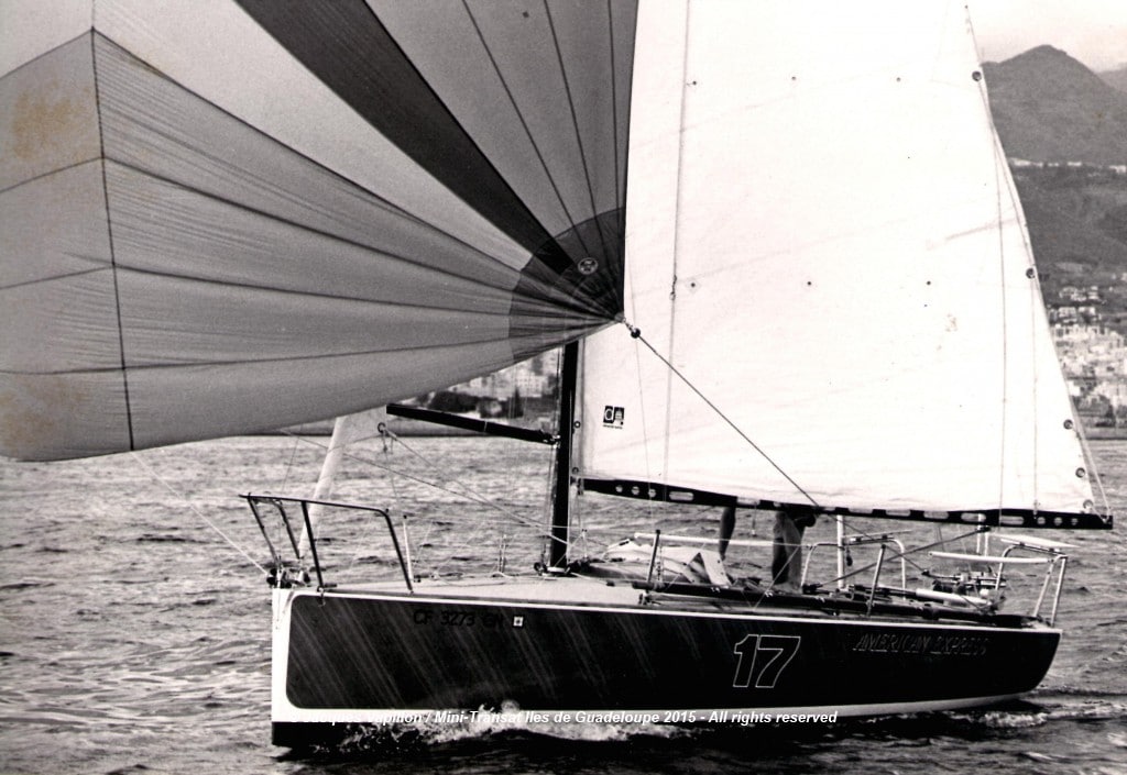 Premiers ballasts sur la Mini Transat à bord d'American Express en 1979