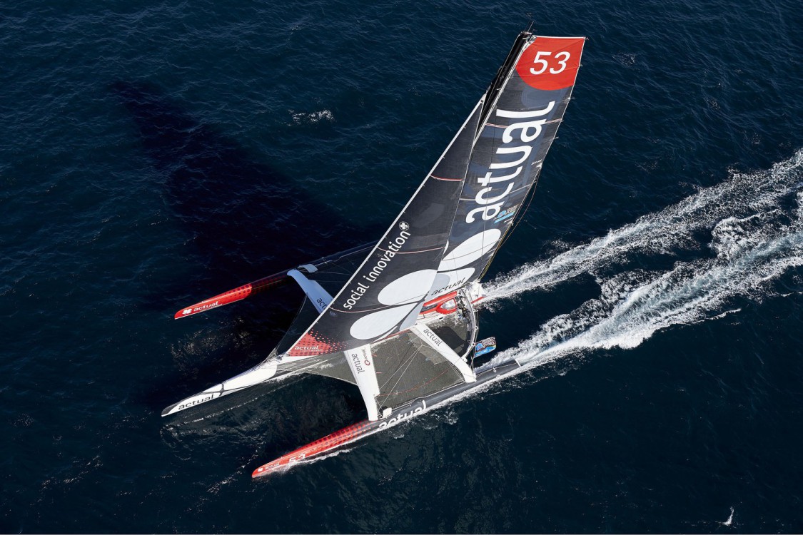 10-2015, OUTSIDE, BELLE ILE, FRANCE, ULTIM, MULTI, TRIMARAN, ACTUAL, YVES LE BLEVEC, TJV2015, HELI, Jean-Baptiste Le Vaillant