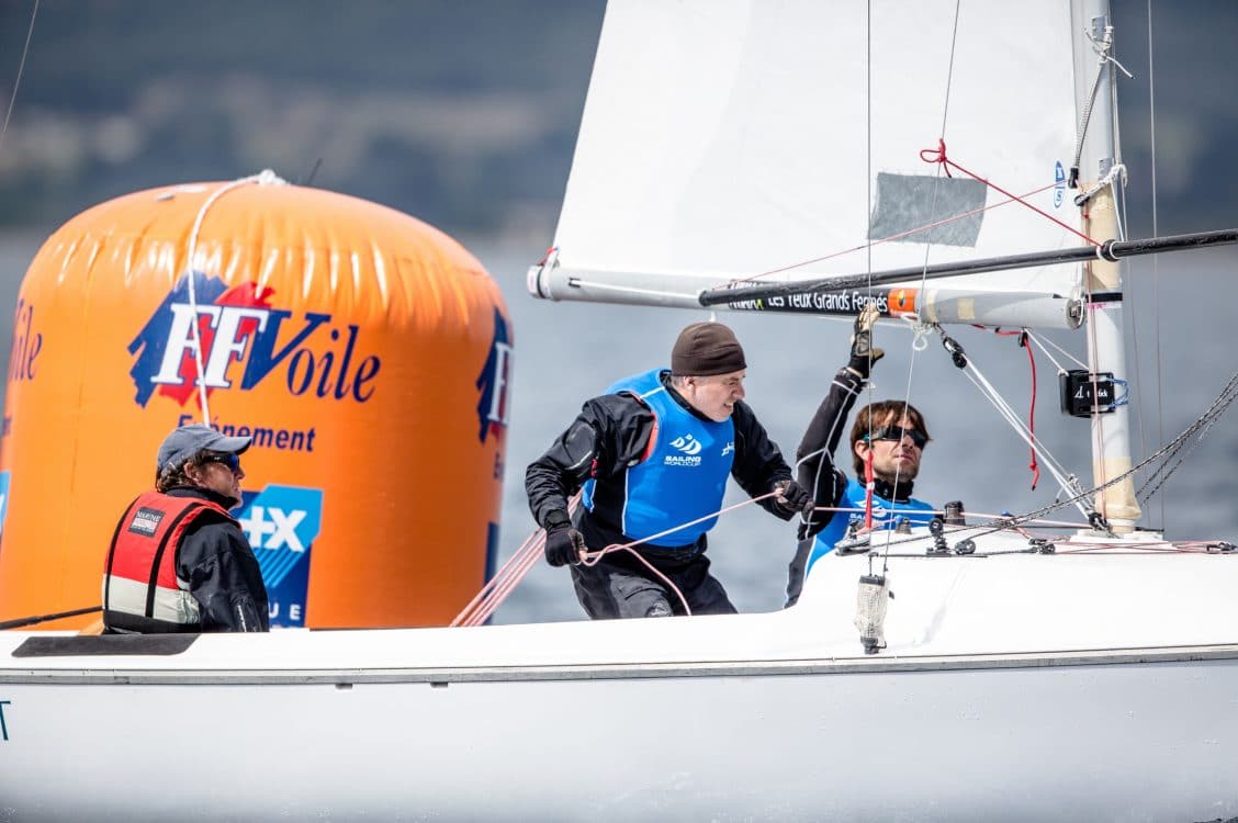 2016, Branding, Buoy, FRA 1 Bruno Jourdren FRABJ9 FRAEF12 - Eric Flageul- FRANV7 - Nicolas Vimont-Vicary, Hyeres, Olympic Sailing, Sailing World Cup, Sailing World Cup Hyeres TPM 2016, Sonar, World Sailing