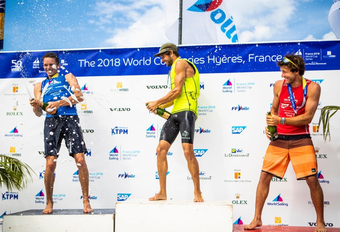 CLASSES, FRA 1 Louis Giard (M) RS:X Men, FRA 3 Thomas Goyard (M) RS:X Men, FRA 77 Pierre Le Coq (M) RS:X Men, FRANCE, Olympic Sailing, RSX MEN, Sailing Energy, World Cup Series Hyeres, World Sailing