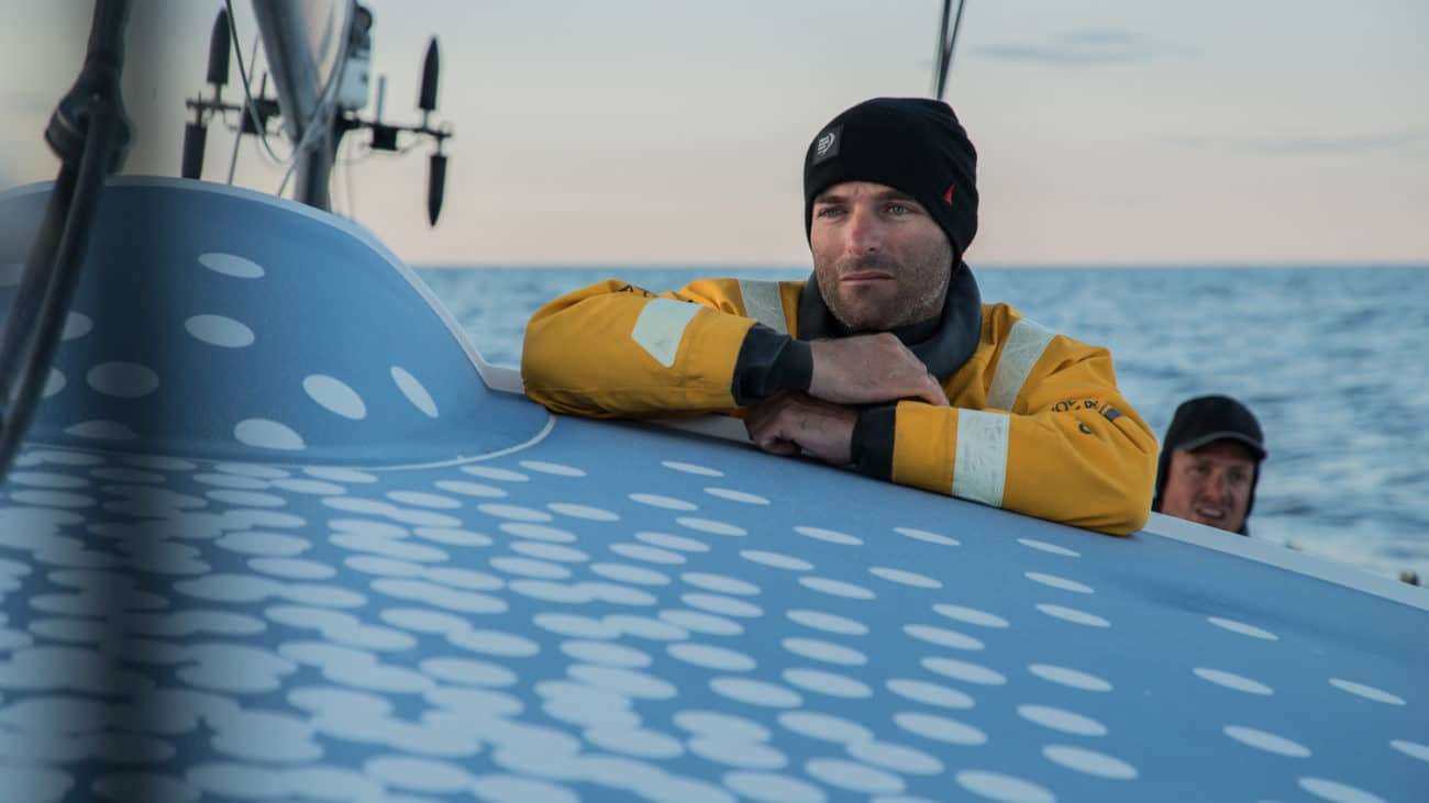 Leg 11, from Gothenburg to The Hague, day 02 on board Turn the Tide on Plastic. Nico Lunven looking for wind. 23 June, 2018.